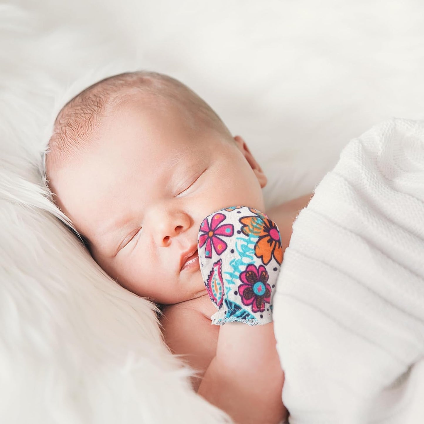 BQUBO Newborn Infant Toddler Mittens No Scratch Cotton Elastic Wrist Gloves Hypoallergenic for 0-6 Months Baby Boys Girls