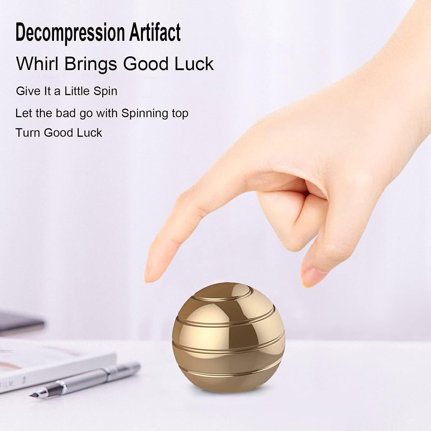 Desktop Motion Toys, Full Body Optical Illusion Fidget Spinner Ball, Creates a Mind-Bending Optical Illusion of Continuously Flowing Top Adult&Kids Pressure Reduction Toys Gifts