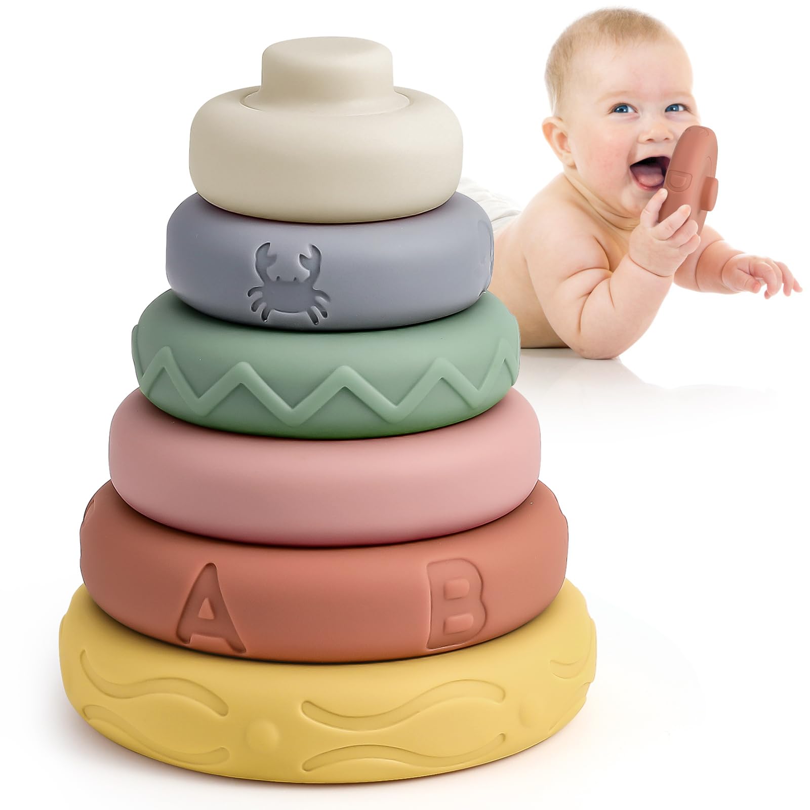 Mini Tudou Stacking Nesting Rings Baby Toy 6 PCS 4.7in for 6 Months+