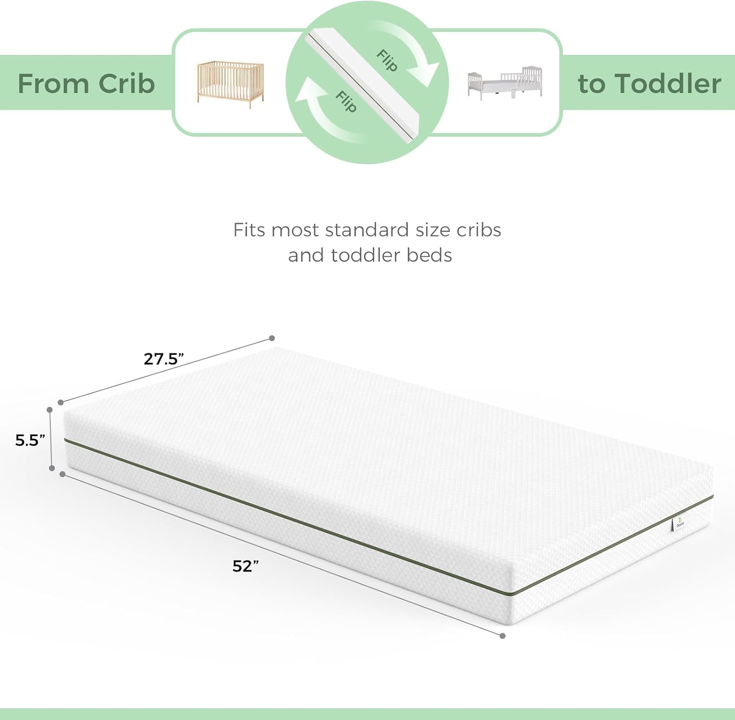 Crib Mattress, Dual-Sided Comfort Baby and Toddler Mattress with Gel Memory Foam and Removable