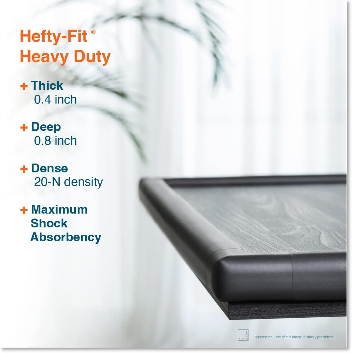 Roving Cove HeftyFit Corner Protector for Baby (4 Large Corners), Heavy-Duty Soft Rubber Foam Furniture Corner Bumper Guards, 3M Adhesive Pre-Taped, Onyx Black