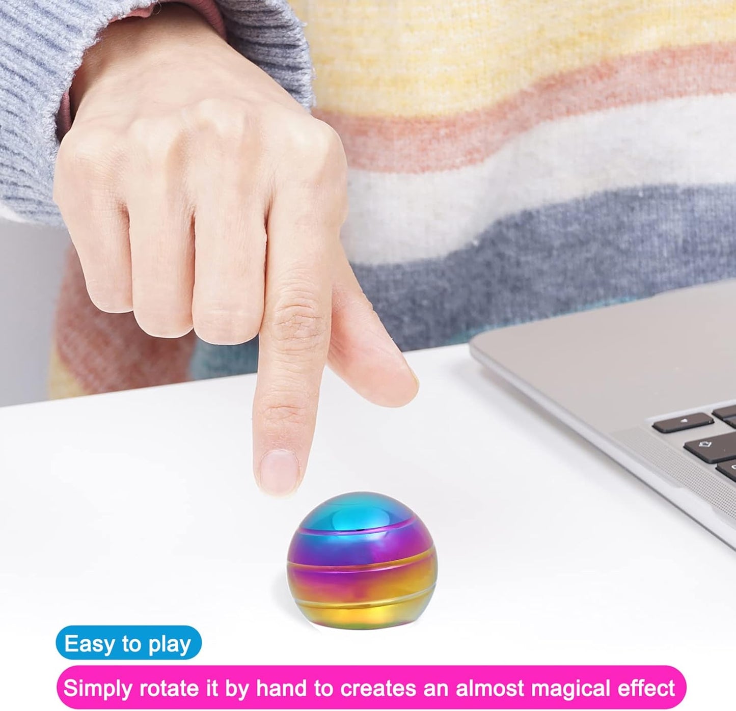 Desk-Fidget-Kinetic-Toys Cool-Gadgets: Cool-Stuff Thing Game Toy for Adult Teen Children Kid, Optical-Illusion Stress Relief Gifts for Man Women Home Office School Christmas Spinning Up 180 Seconds