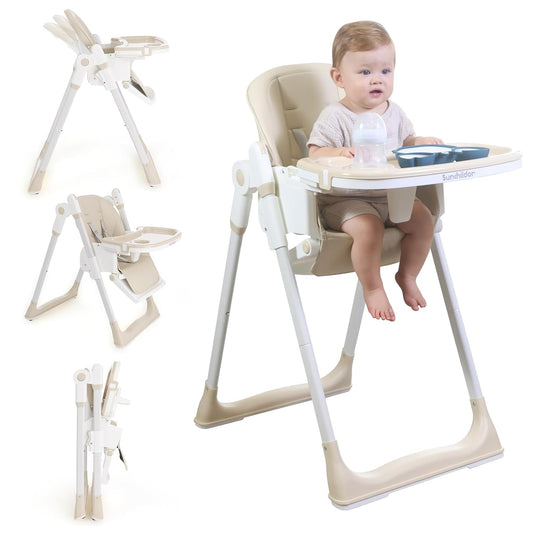 3 in 1 Baby High Chair with Wheels, Adjustable 5 Point Harness, Tray, Foot Rest, Backrest and Seat