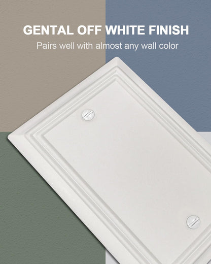 2-Pack Blank Wall Plate, Metal Plate Cover for Unused Outlets, Off White Finish, 3.15''*4.88'', Midsize