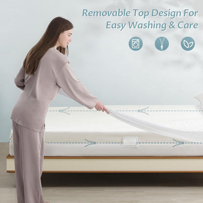 California King Size Mattress Protector with Zipper - 100% Waterproof Zippered Mattress Cover - Soft & Cooling Noiseless Mattress Covers - Top Removable Mattress Encasement 10-12" Deep