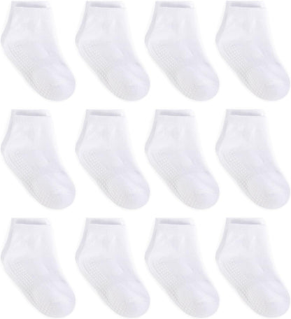 Zaples Baby Non Slip Grip Ankle Socks with Non Skid Soles for Infants Toddlers Kids Boys Girls