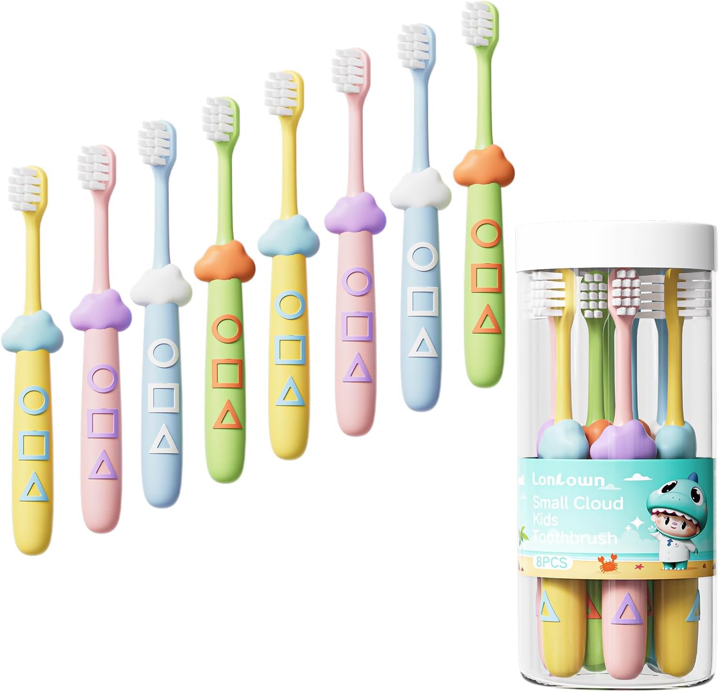 Kids Toothbrushes 8 Pack,Soft Bristle Toothbrush for Toddlers 2-12 Years Old, Cute Multicolor Boys