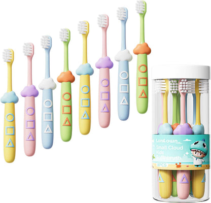 Kids Toothbrushes 8 Pack,Soft Bristle Toothbrush for Toddlers 2-12 Years Old, Cute Multicolor Boys