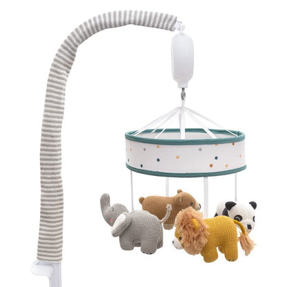 Living Textiles Baby Musical Mobile - Day at The Zoo | Crib Toy, Knitted Zoo Characters, Nursery Decor, Calming Soother with 12 Lullabies | Perfect Baby Toy for Boys and Girls