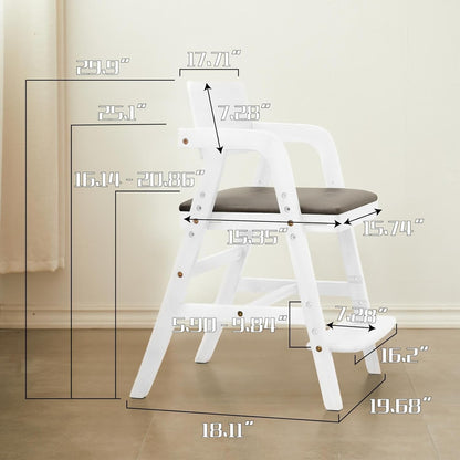 Solid Wood high Chairs for Toddlers,High Chair Grows with Kid for Dining, Study Chair for Children