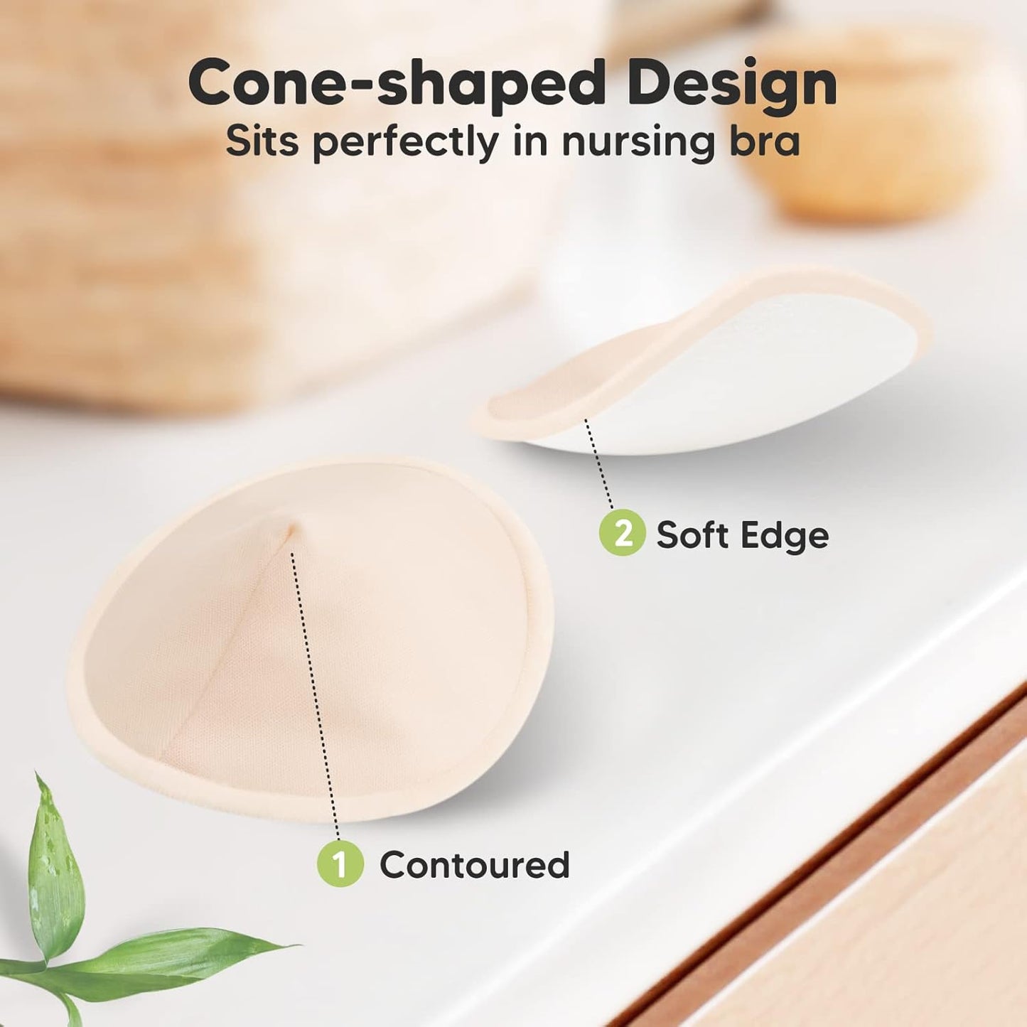 Organic Nursing Pads - 8 Washable Viscose Derived from Bamboo Breastfeeding Pads, Wash Bag