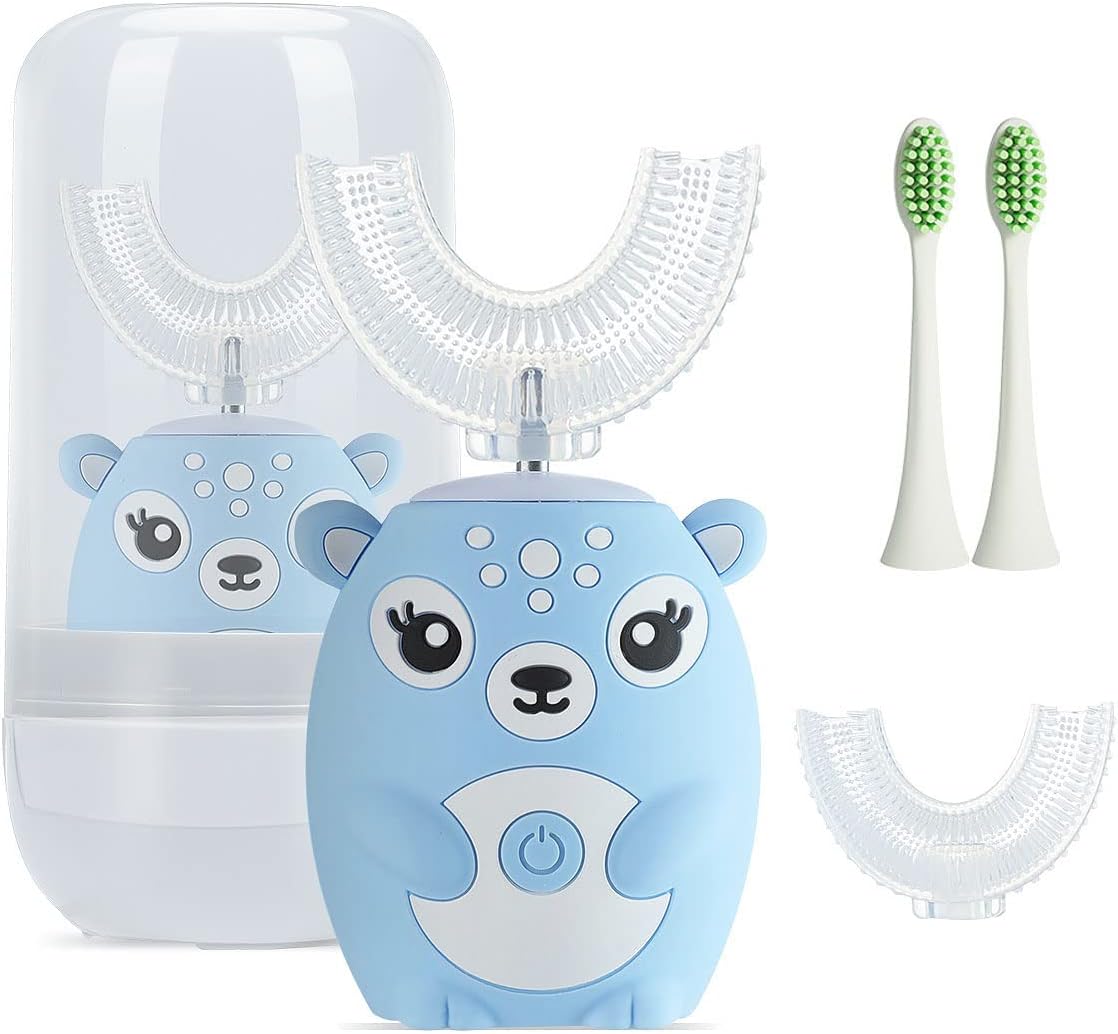 Kids Electric Toothbrushs U Shaped sonic Automatic Toothbrush with 4 Brush Heads, Six Cleaning
