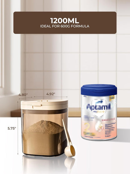 Travel Formula Dispenser, 1200ml Portable Milk Powder Container Formula Holder, Flip Top Formula