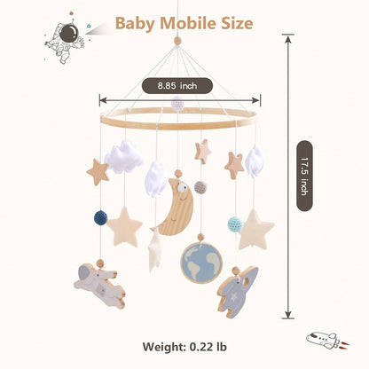 JETMHH Baby Crib Mobile | Space Theme Nursery Mobile | Wooden Mobile for Crib | Astronaut Space Theme Nursery Bed Decoration | Gift for Newborn Nursery Decor