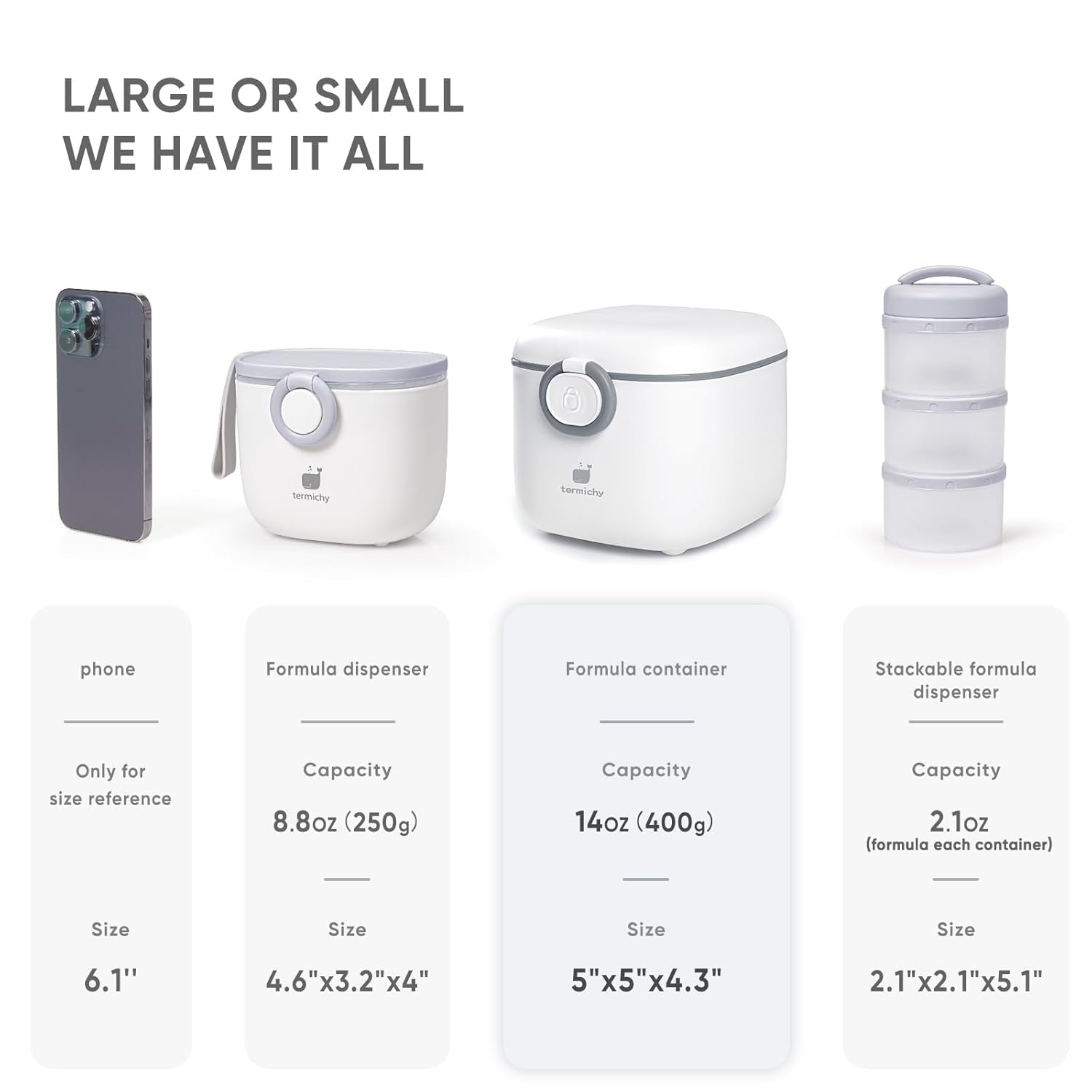 Termichy Milk-Powder Formula Dispenser Container: 14OZ Baby Formula Storage Container for Travel