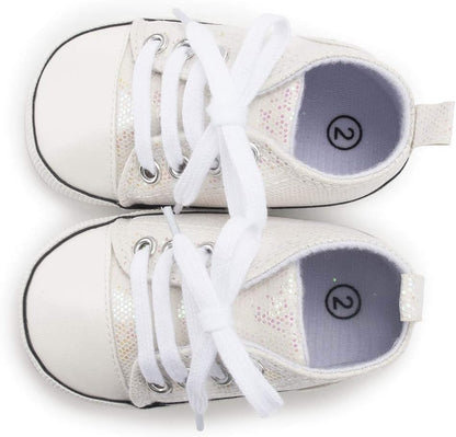 Unisex Baby Girls Boys Canvas High-top Shoes, Newborn Infant Anti-Slip Soft Sole Frist Walking Breathable Sneakers