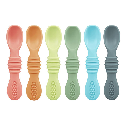 PandaEar 6 Pack Silicone Baby Spoons - Self Feeding Utensils 6-12 Months - Infant Spoons First
