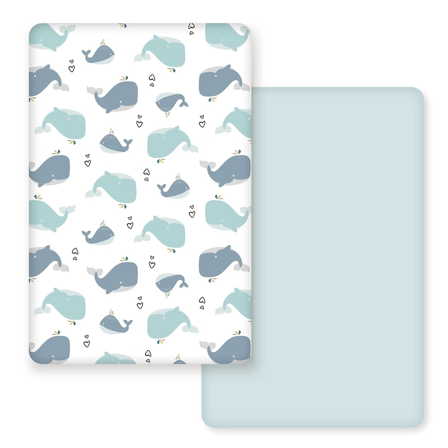 GRSSDER Stretchy Ultra Soft Jersey Knit Fitted Pack n Play Sheets Set 2 Pack, Portable/Mini Cribs