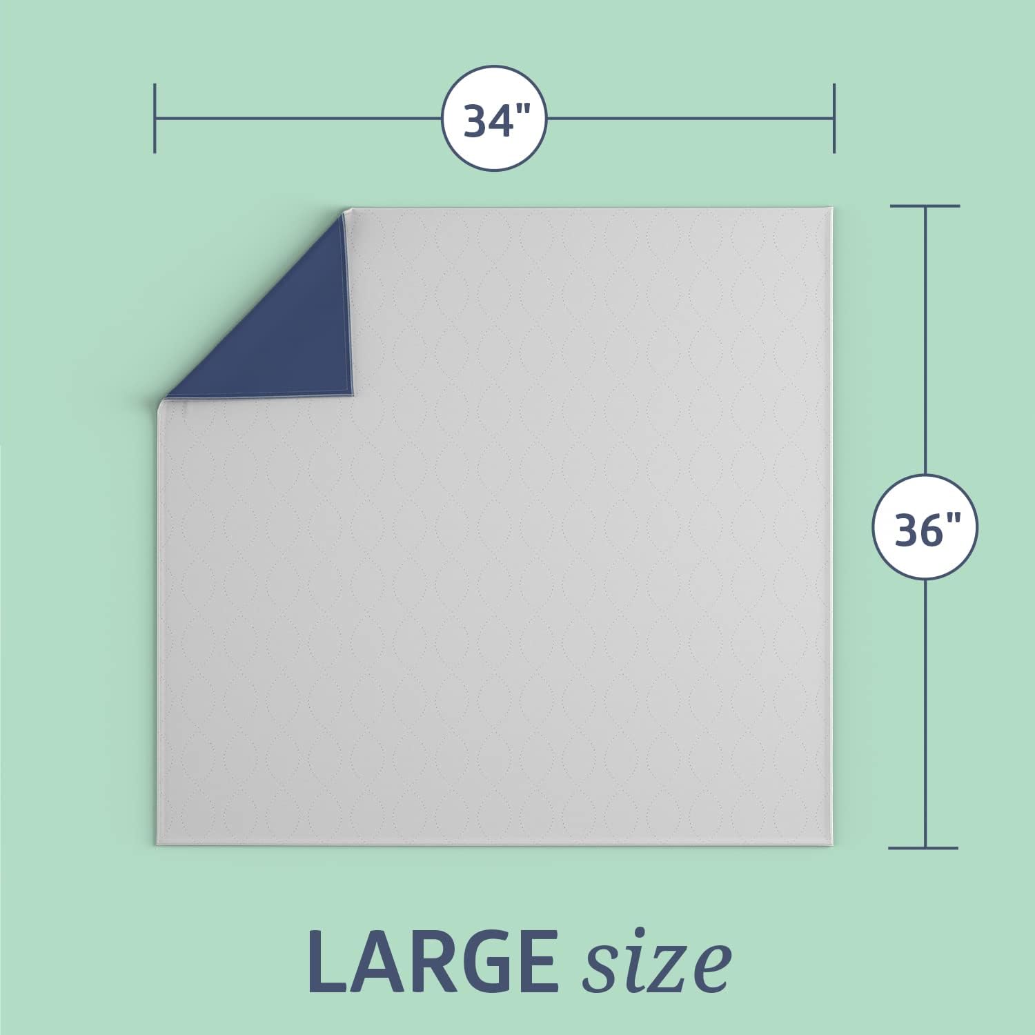 Medline Sofnit 300, Pack of 4 Large Washable Blue Underpads, 34”x 36” for Use as Reusable Pet Pads
