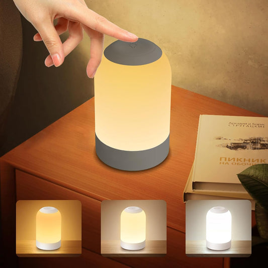 Bedside Touch Night Light, Baby Nursery Nightlight for Kids Adults, Egg Light with Timer, Dimmable Small Cordless Table Lamp for Nightstand/Bedroom/Children's Room, USB Rechargeable, White/Warm/Amber