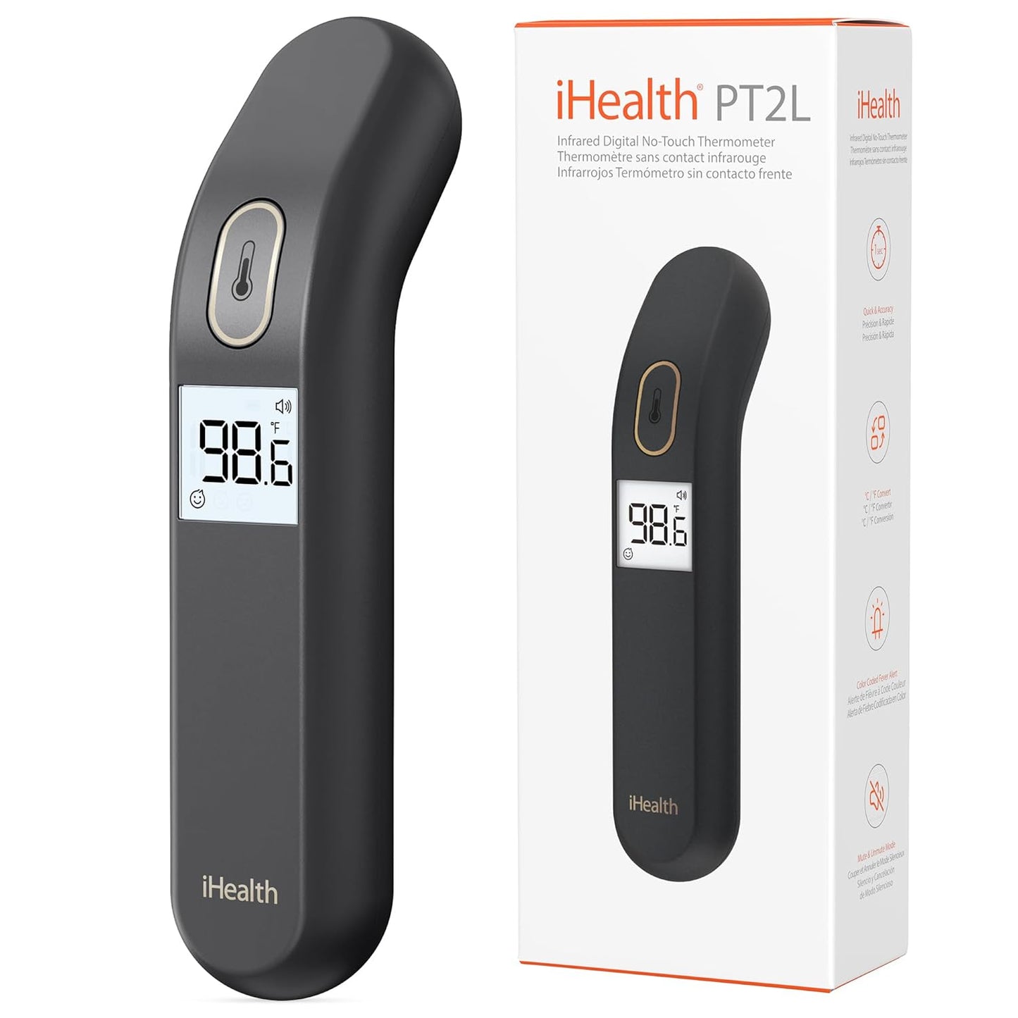 iHealth Touchless Thermometer for Adults and Kids, FSA/HSA Eligible, Color-Coded Alert & Silent