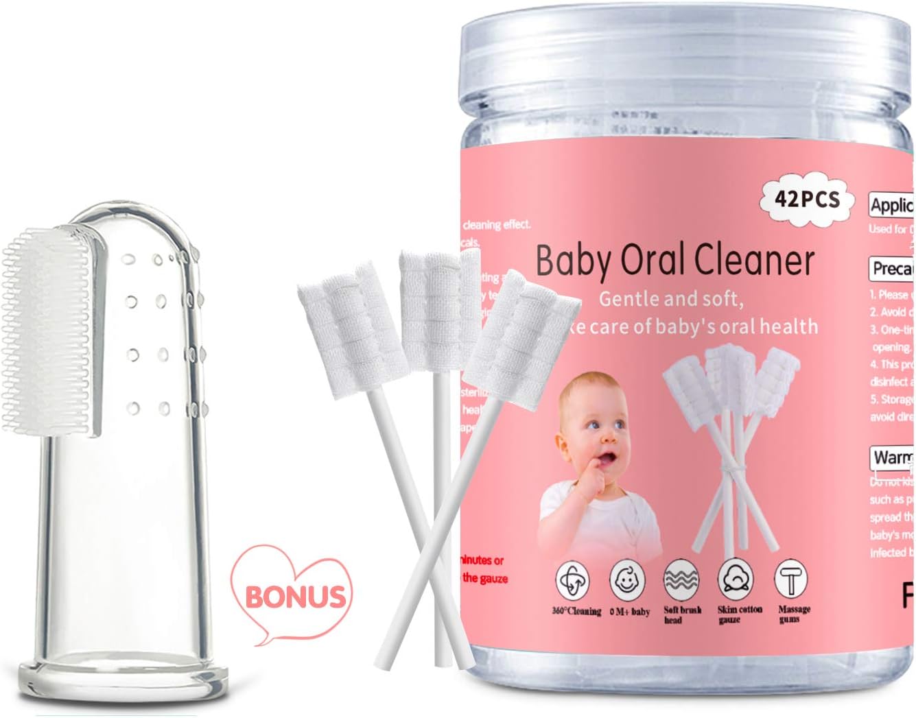 Baby Tongue Cleaner, Baby Toothbrush, 42Pcs Disposable Infant Toothbrush Clean Baby Mouth,Gauze Gum