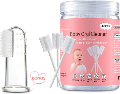 Baby Tongue Cleaner, Baby Toothbrush, 42Pcs Disposable Infant Toothbrush Clean Baby Mouth,Gauze Gum