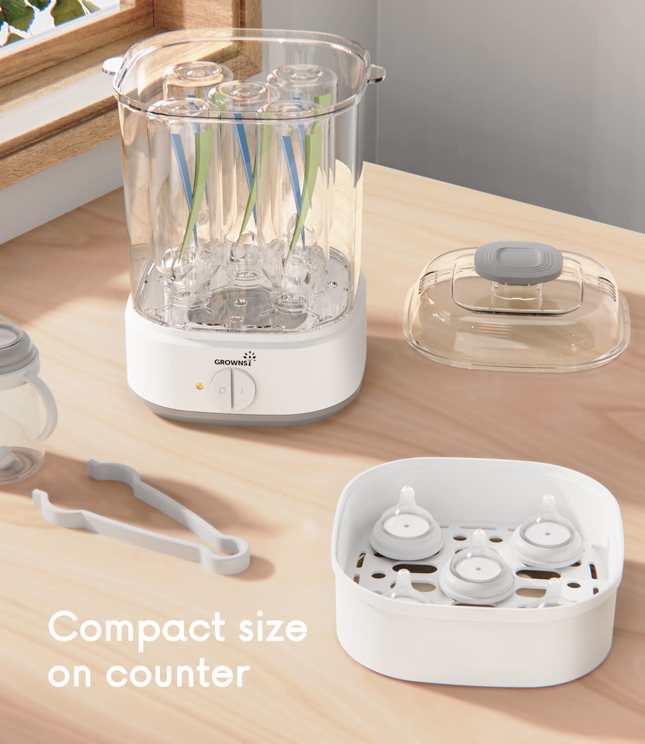 Bottle Sterilizer, Baby Bottle Steam Sterilizer, Electric Baby Bottle Sanitizer with Timer for Baby