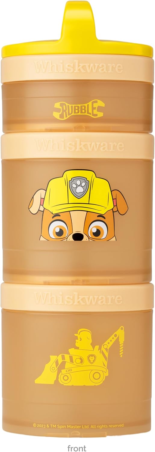 Whiskware Paw Patrol Stackable Snack Containers for Kids and Toddlers, 3 Stackable Snack Cups for