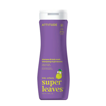ATTITUDE Shampoo and Body Wash for Kids, EWG Verified Hair and Body Cleanser, Dermatologically