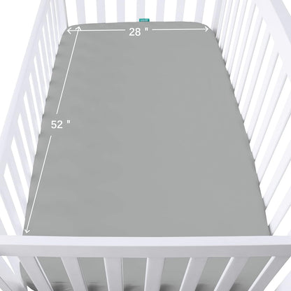 Crib Sheets Waterproof 2 Pack, Crib Mattress Protector, Toddler Fitted Crib Sheet Neutral, Ultra Soft & Breathable Toddler Bed Sheets for Boys and Girls, Grey