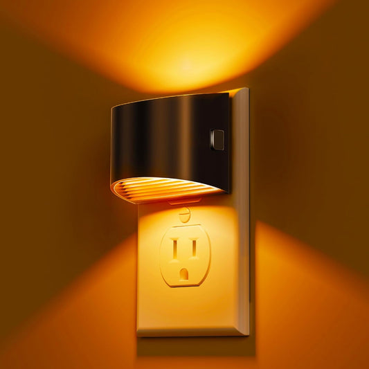 L LOHAS LED Night Light 2 Pack, Night Lights Plug into Wall, Dusk to Dawn Sensor Nightlight, 3 Level Brightness Adjustable, 1600K Amber Light