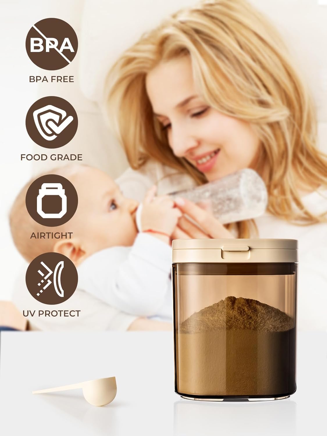 Travel Formula Dispenser, 1200ml Portable Milk Powder Container Formula Holder, Flip Top Formula