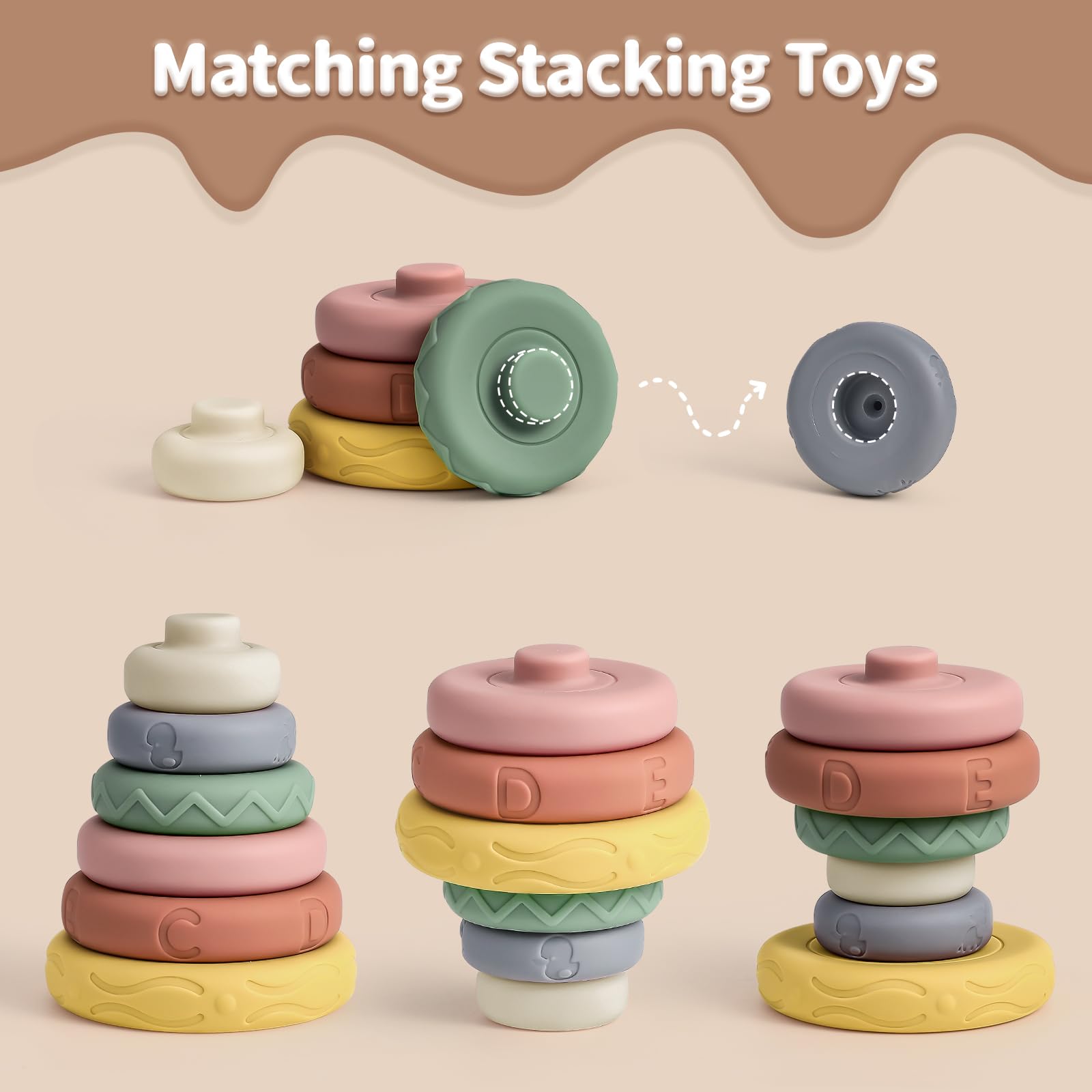 Mini Tudou Stacking Nesting Rings Baby Toy 6 PCS 4.7in for 6 Months+