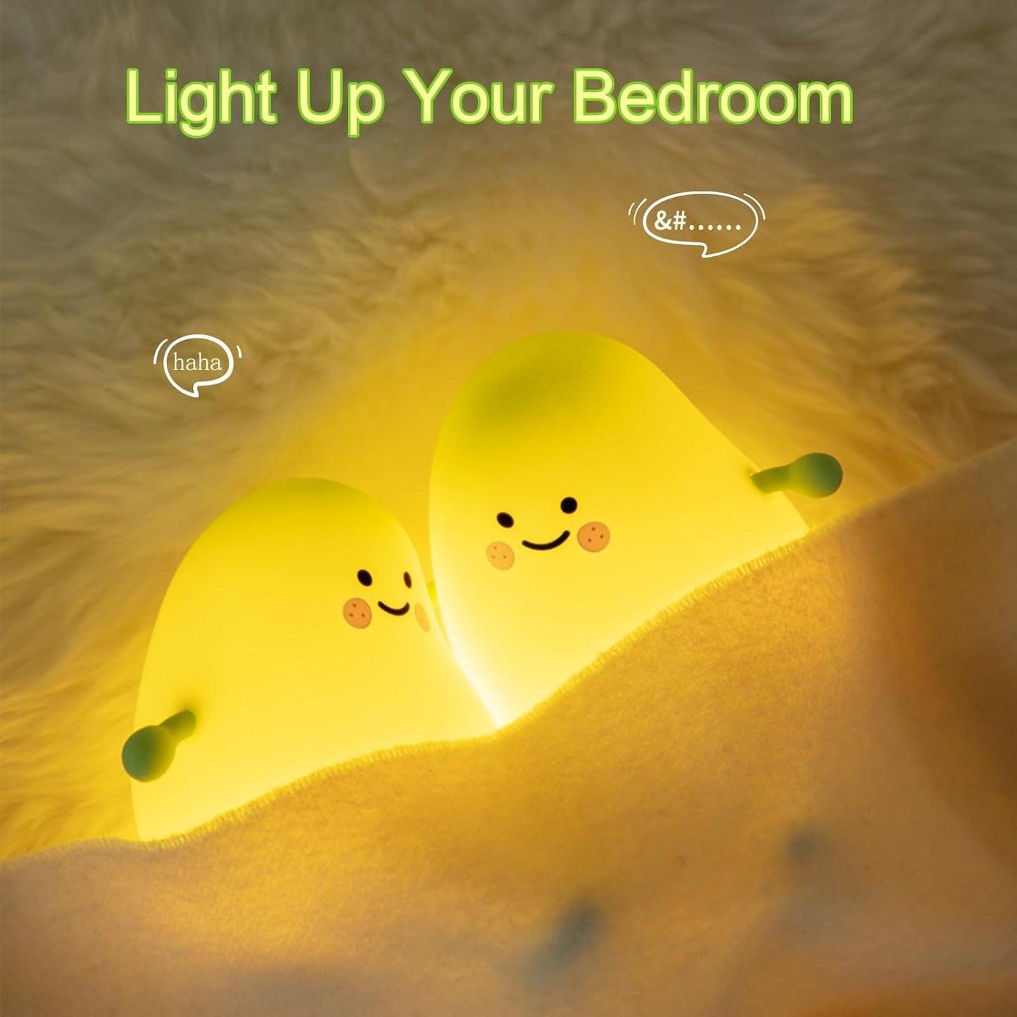 Cute Night Light for Kids, Mango Sleep Lamp Warm Light Bedroom Decor Kids Night Light, Silicone Nightlight Baby Nursery Night Lights, Birthday Christmas Gift