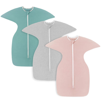 PuppyPaws Baby Sleep Sack 3-Pack Set, Transitional Swaddle, Sleep Sack 0-3 Months, Wearable Blanket Baby with 2-Way Zipper Summer, 95% Rayon derived from Bamboo, 5% Spandex