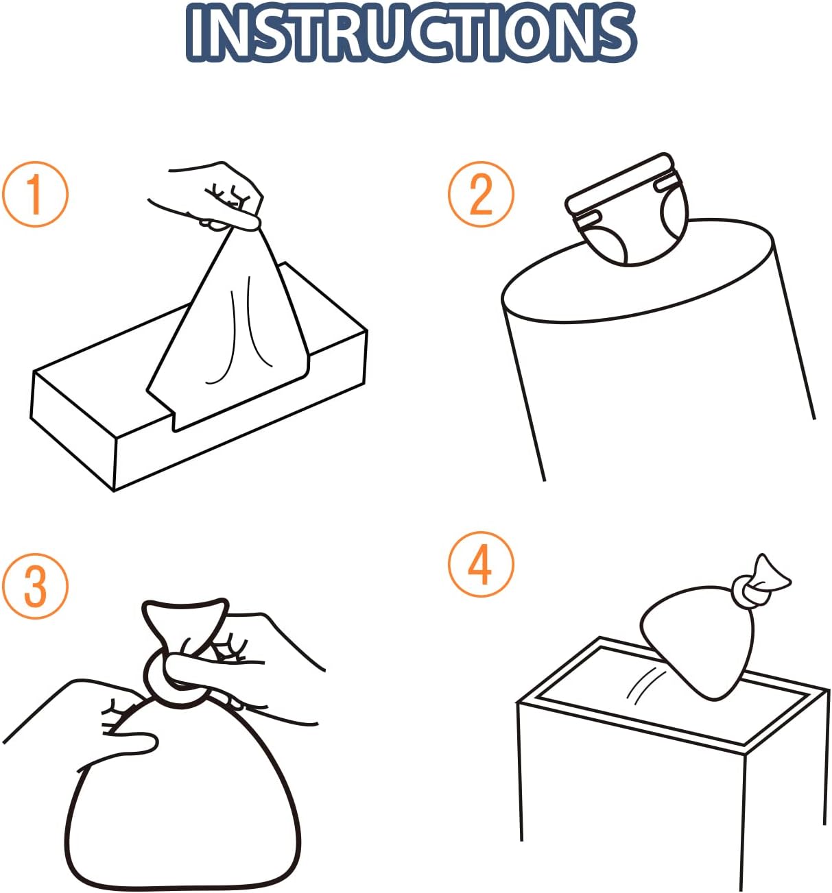 Odor Sealing Disposable Diaper Bags XS/300 Count Diaper Sacks Scented Diaper Trash Bags Large Capacity Diaper Disposal or Pet Waste Bags