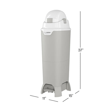 Foundations Hands Free Tall Diaper Pail with Airtight Lid - Durable & Odorless Diaper Disposal, Large Capacity, Holds up to 60 Newborn Diapers, Refill with Any Bags - Gray