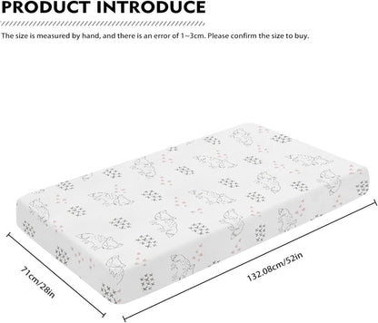 Little Fox and Heart Fitted Crib Sheet Animals Baby Crib Sheet Fit Standard Crib and Toddler Mattress,Crib Mattress Sheets for Boys Girls 28"x52"