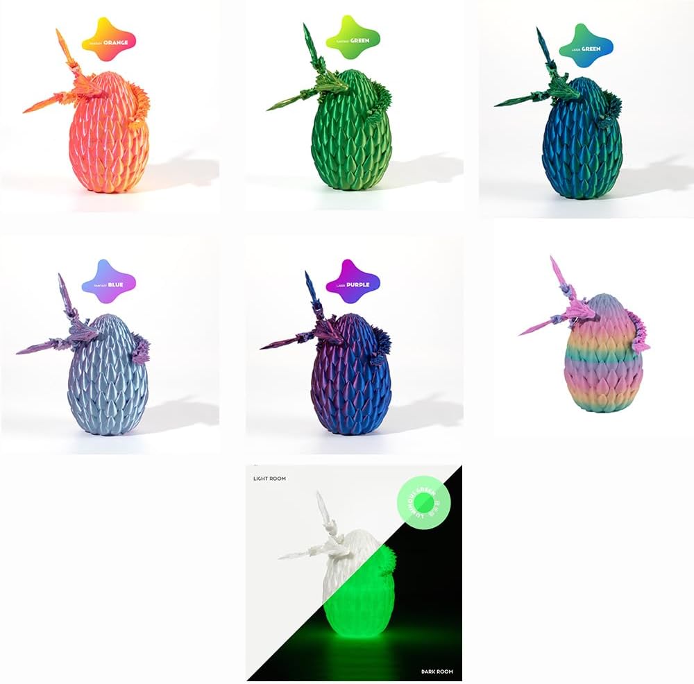GerRit 3D Printed Dragon，Crystal Dragon，3D Printed Stuff，Dragon Fidget Toy，3D Dragon Eggs with Dragon Inside，Home Office Decoration, Administrative Desk Toys (Laser Green)