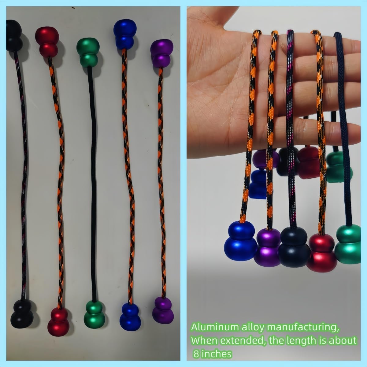 Begleri Fidget Beads, Aluminum Alloy- Practicing EDC Knuckle Finger Skill, Stress Relief Toy for Adult Relieve Anxiety Worry/with Replaceable Rope (Red)