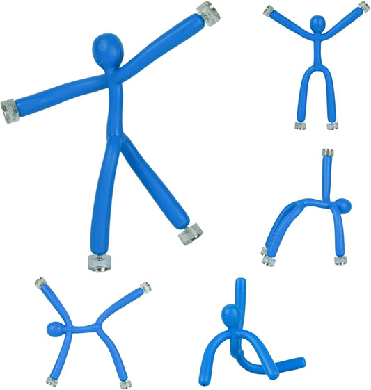 Funny Magnetic Men Toy Sets, Novelty Fidget Toys for Kids Adults, Colorful Shape-Changing Suction Cup Toys, Multipurpose Toys for Stress Relief, Travel, Office Desk, Fridge (Blue)
