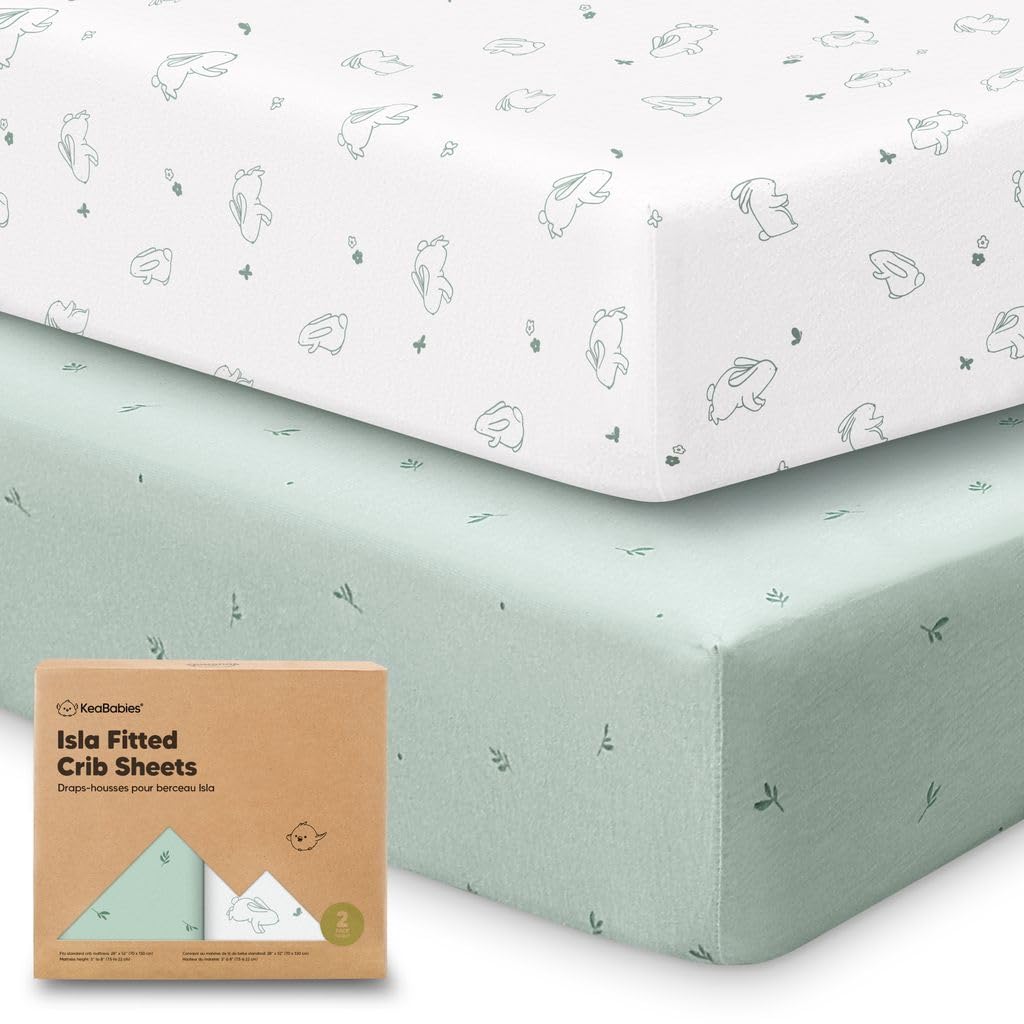 KeaBabies 2-Pack Baby Crib Sheets for Boys, Girls - 52x28 Viscose Derived from Bamboo Toddler Bed