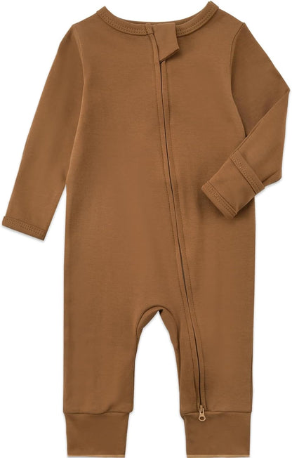 Aablexema 3-Pack Organic Cotton Baby Footless Pajamas with Mitten Cuffs, 2-Way Zipper Romper Sleepers