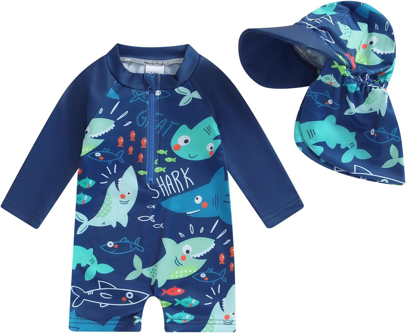 Hnyenmcko Baby/Toddler Boy Rash Guard Swimsuit Long Sleeve One Piece Zipper Swimwear Sunsuit Infant Bathing Suit Beachwear