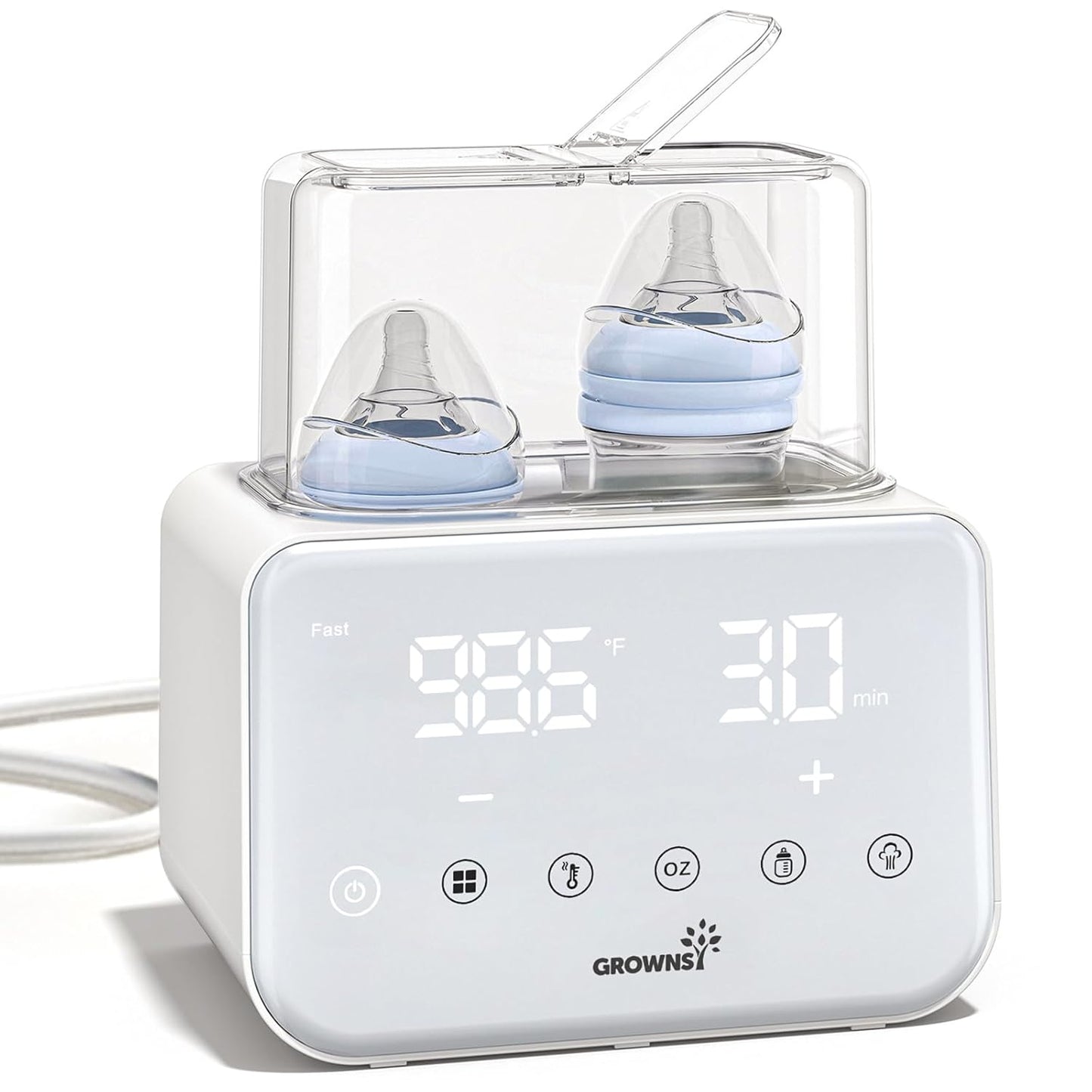 Baby Bottle Warmer, Grownsy 10-in-1 Fast Bottle Warmer Accurate Temp Control, with LCD Display