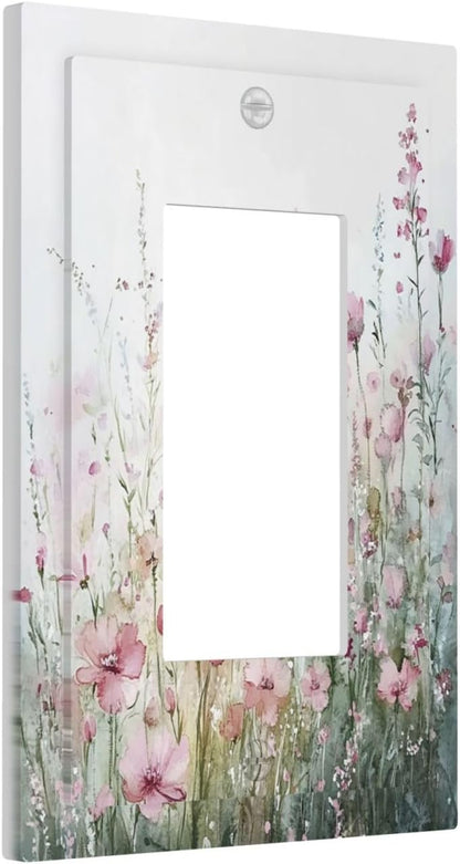 Decorative Outlet Covers Wildflower Botanical Watercolor Floral 1 Gang Single Rocker Light Switch Cover Plate Wall Plates Gfci Faceplate For Bed Room Living Room Decor