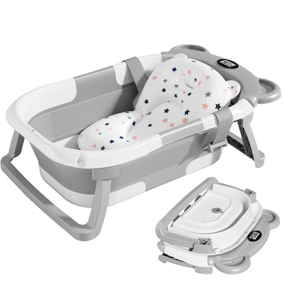 TPN Collapsible Baby Bathtub, Baby Bath Tub with Soft Cushion & Real-Time Thermometer, Baby Bathtub