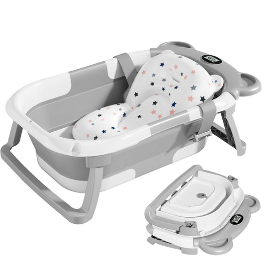 TPN Collapsible Baby Bathtub, Baby Bath Tub with Soft Cushion & Real-Time Thermometer, Baby Bathtub