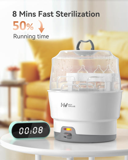 HEYVALUE Bottle Sterilizer, Baby Bottle Sterilizer, Easy One Button Control Electric Bottle